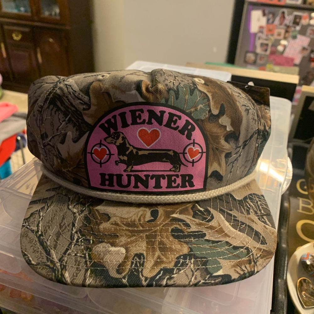 NWT Bean Goods - Wiener Hunter Camo Trucker Hat - Pink Patch